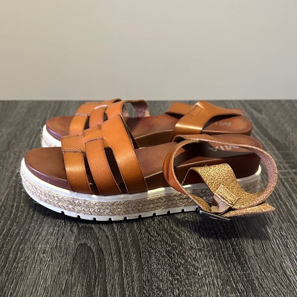 MIA Brown and Gold Platform Sandals